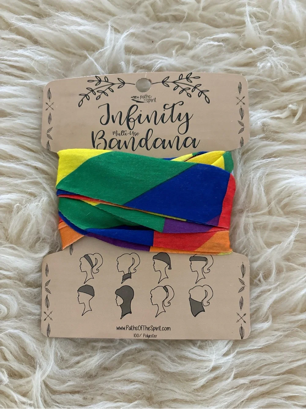 NWT Paths of the Spirit Rainbow Infinity Bandana Multicolor